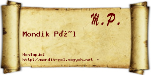 Mondik Pál névjegykártya